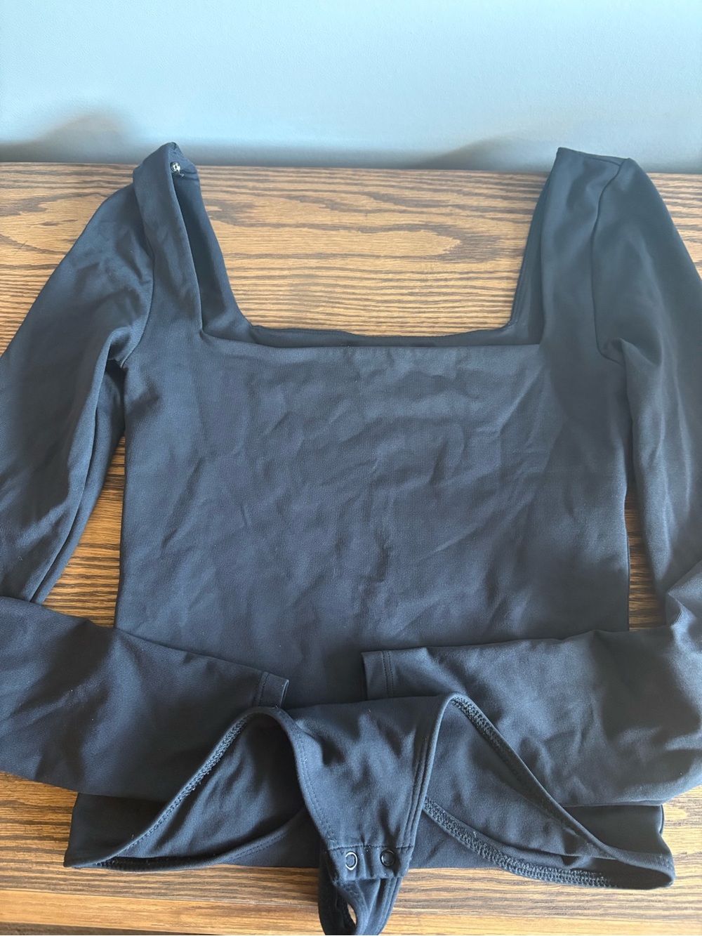 Babaton Black Square-Neck Long-Sleeve Bodysuit